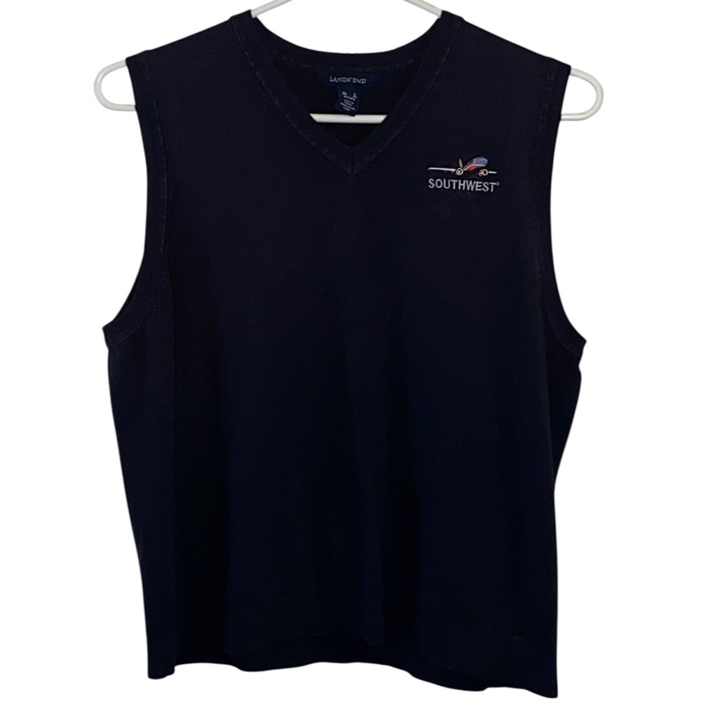 Southwest Airlines Employee Lands' End V-neck sweater vest embroidered logo. - Picture 2 of 10